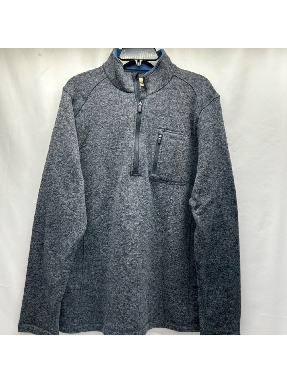 Woolrich Mens Gray 1/4 Zip Pullover Sweater With Zipper Chest Pocket L